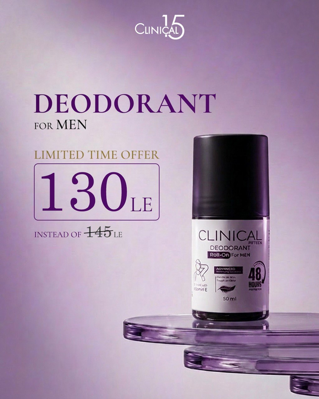 Clinical 15 Roll-On Deodorant | Men’s Performance